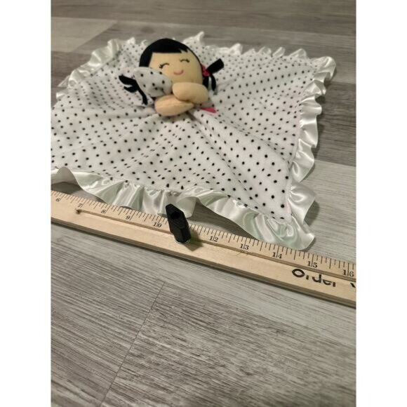 Carters Baby Lovey Security Blanket Doll With Polka Dots & Satin Trim Rattle - Picture 10 of 11